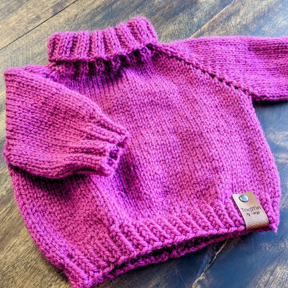 Overseized Hand Knit Fushia Pink Baby Sweater